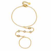 Mixed Bezel Crystal Hand Chain Ringlet - view 1