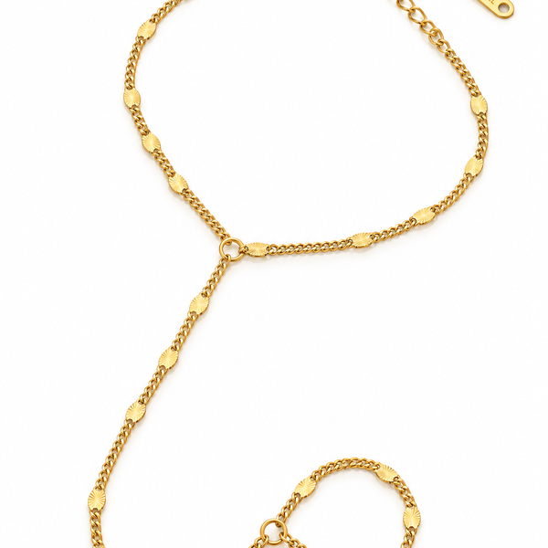 Gold Disc Station Hand Chain Ringlet