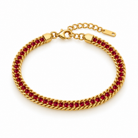 Crystal Tennis Chain Bracelet — Red - view 1