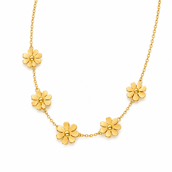 Gold Daisy Flower Station Necklace