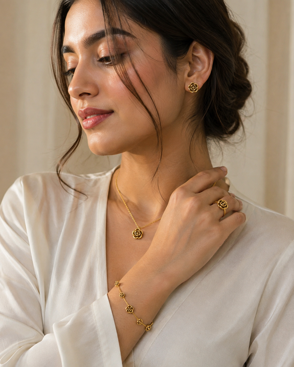 Gold Rose Jewelry Set