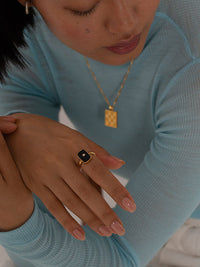 Black Enamel Signet Ring - view 2