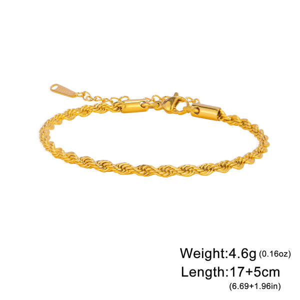 Gold Twisted Rope Chain Bracelet