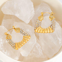 Pavé Crystal Square Hoop Earrings - view 4
