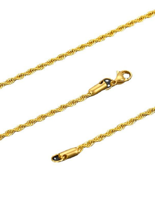 Gold Twisted Rope Chain Necklace - 18K gold-plated stainless steel jewelry