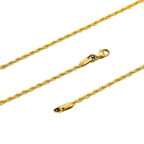 Gold Twisted Rope Chain Necklace