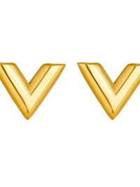 Chunky Gold V-Shape Stud Earrings - view 2