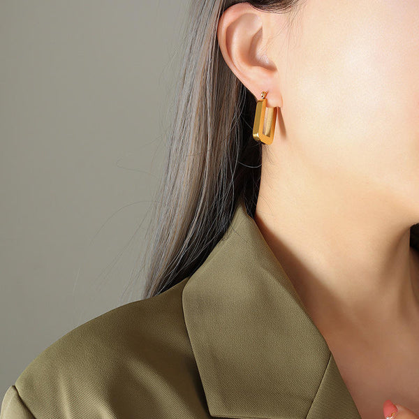 Chunky Rectangle Hoop Earrings