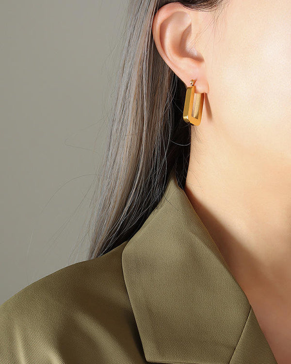 Chunky Rectangle Hoop Earrings