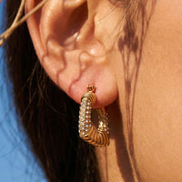 Pavé Crystal Square Hoop Earrings - view 2