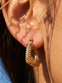 Pavé Crystal Square Hoop Earrings - view 2