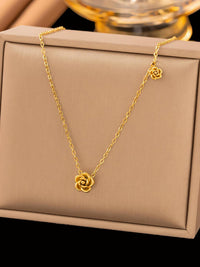 Gold Rose Flower Pendant Necklace - view 2