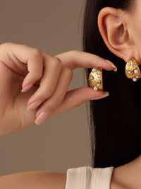 Pearl & Crystal Star C-Hoop Earrings - view 2