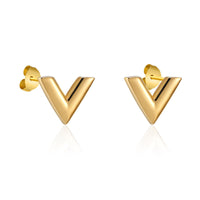 Gold V-Shape Stud Earrings - view 1