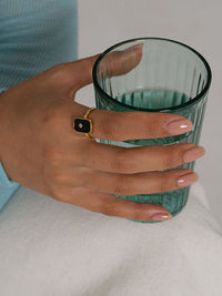 Black Enamel Signet Ring - view 4