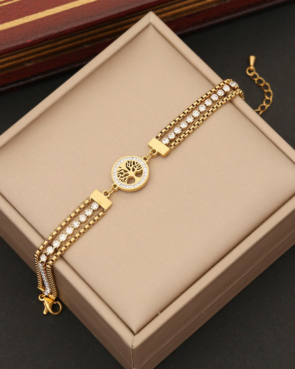 Tree of Life Crystal Double Chain Bracelet