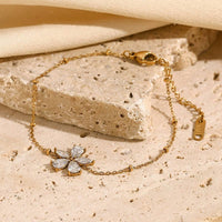 Crystal Flower Charm Satellite Chain Bracelet - view 4