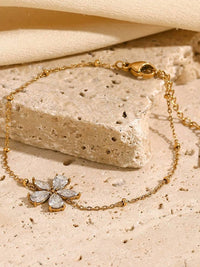 Crystal Flower Charm Satellite Chain Bracelet - view 4