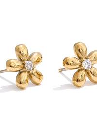 Gold Daisy Flower Necklace & Earrings Set - view 2
