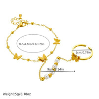 Butterfly & Pearl Hand Chain Ringlet - view 3