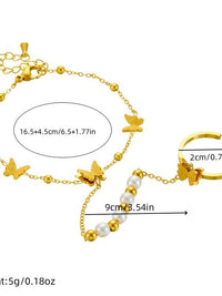 Butterfly & Pearl Hand Chain Ringlet - view 3
