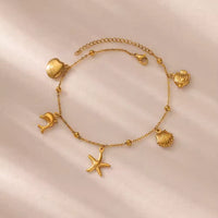 Gold Ocean Charm Anklet - view 5