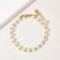 Pearl & Gold Bead Bracelet - view 3