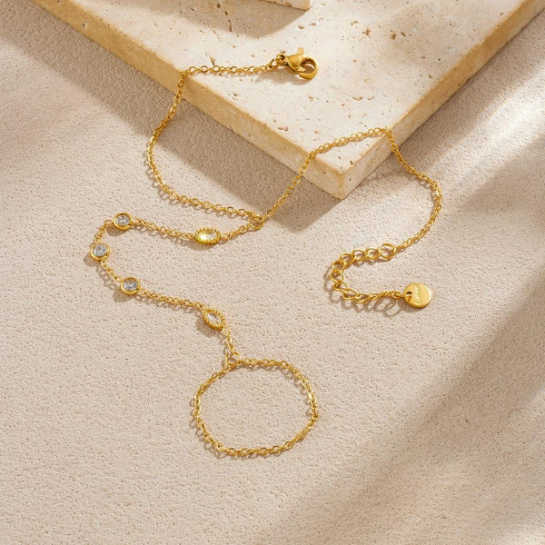 Mixed Bezel Crystal Hand Chain Ringlet