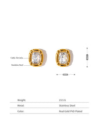 Cushion Crystal Stud Earrings - view 3