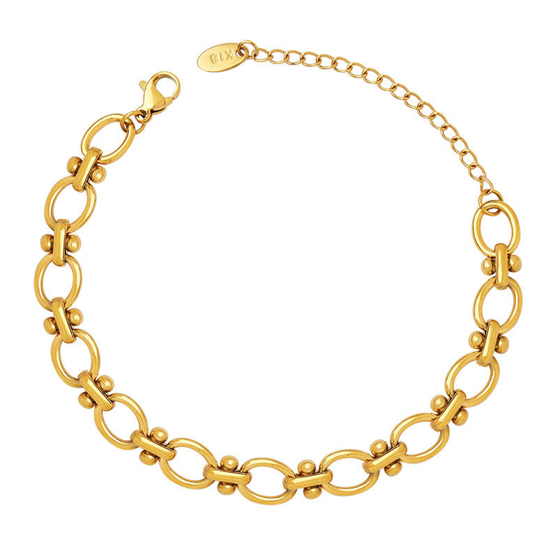 Chunky Oval Link Chain Bracelet - 18K Gold Plated Stainless Steel Jewelry