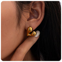 Chunky Bold Heart Stud Earrings - view 2