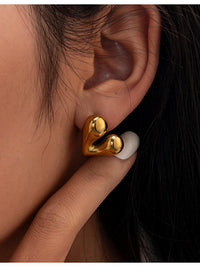 Chunky Bold Heart Stud Earrings - view 3