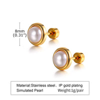 Pearl Bezel Stud Earrings - view 3