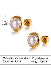 Pearl Bezel Stud Earrings - view 3