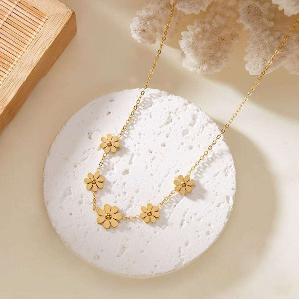Gold Daisy Flower Station Necklace