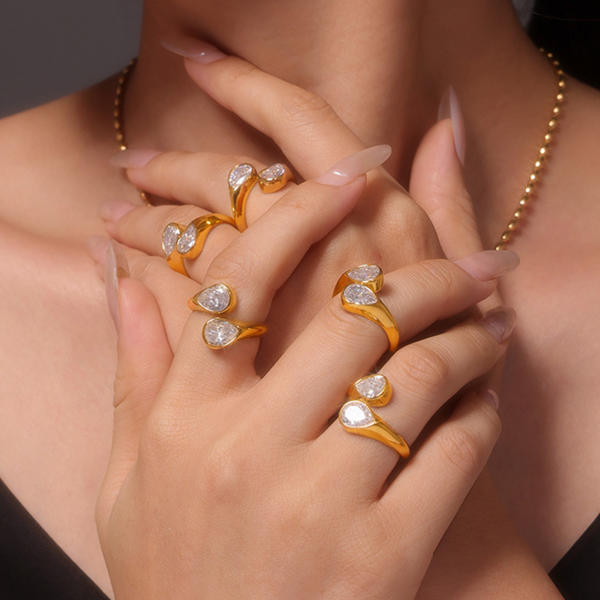 Twin Teardrop Wrap Ring