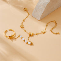 Butterfly & Pearl Hand Chain Ringlet - view 4