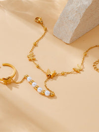 Butterfly & Pearl Hand Chain Ringlet - view 4
