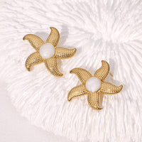 Pearl Starfish Stud Earrings - view 2