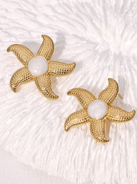 Pearl Starfish Stud Earrings - view 2