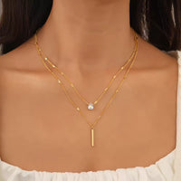 Layered Teardrop & Bar Necklace - view 2