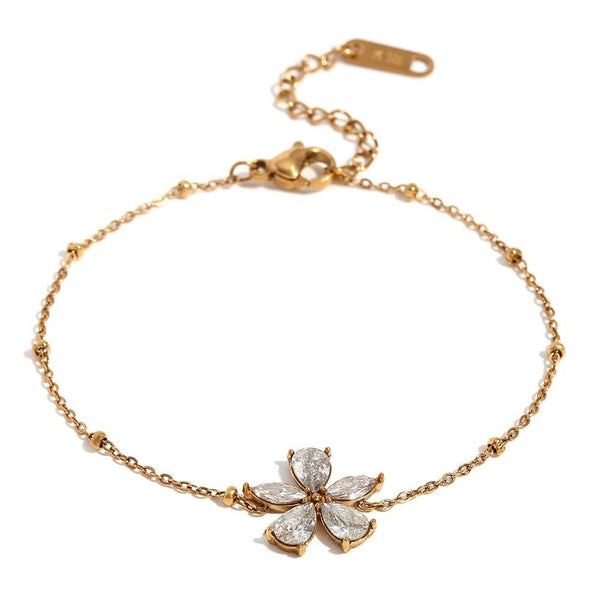 Crystal Flower Charm Satellite Chain Bracelet