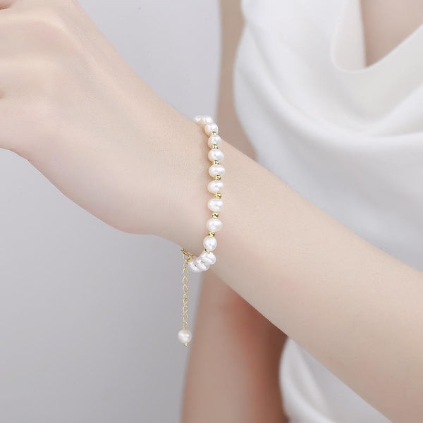 Pearl & Gold Bead Bracelet