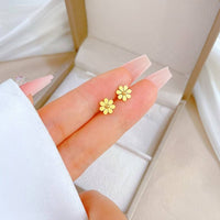 Dainty Daisy Flower Stud Earrings - view 1