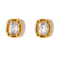 Cushion Crystal Stud Earrings - view 1