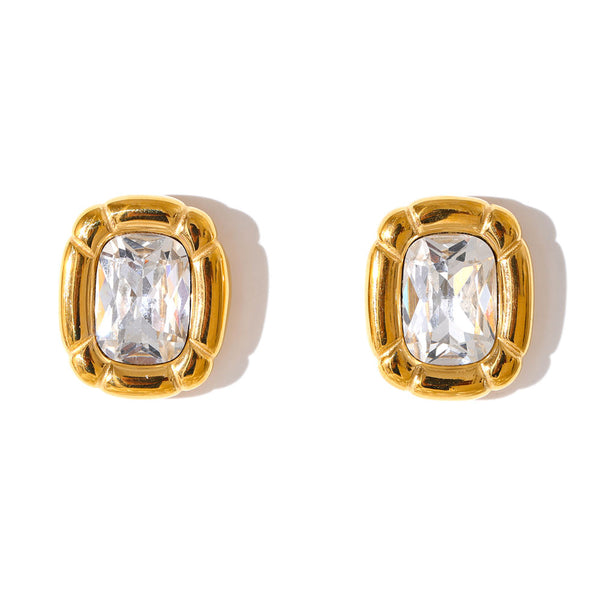 Cushion Crystal Stud Earrings