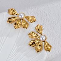 Pearl Bloom Flower Stud Earrings - view 4