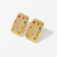Rainbow Crystal Rectangle Stud Earrings - view 3