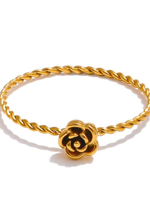 Twisted Rose Ring - 18K gold-plated stainless steel jewelry