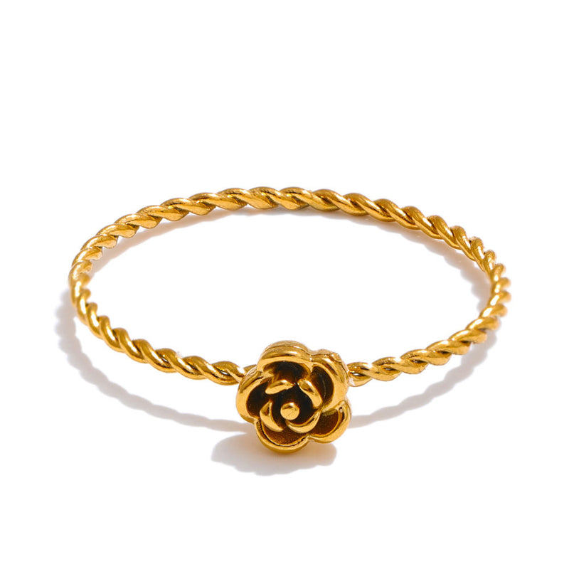 Twisted Rose Ring - 18K Gold Plated Stainless Steel Jewelry
